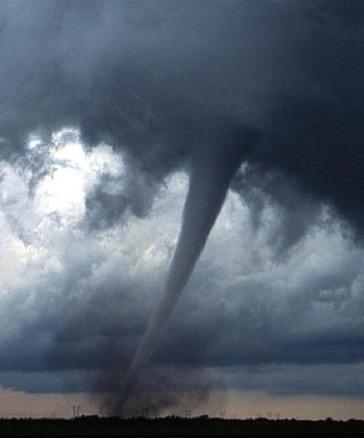 Tornado touching down showing severe weather threat that storm protection window film guards against